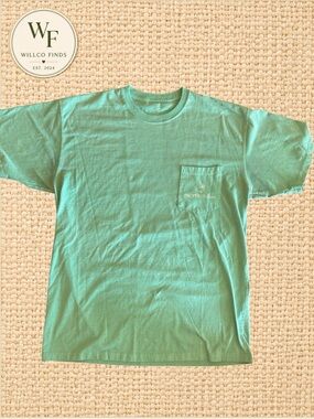 Properly Tied Men’s Teal Pocket T-Shirt Hunting Dog Graphic Back Tee
